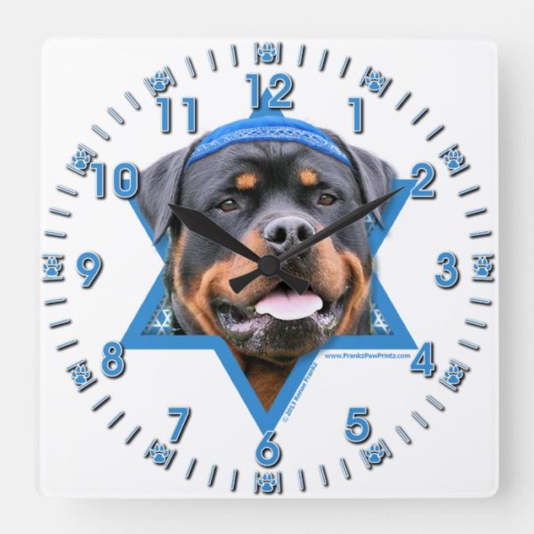 Hanukkah Star of David - Rottweiler Square Wall Clock