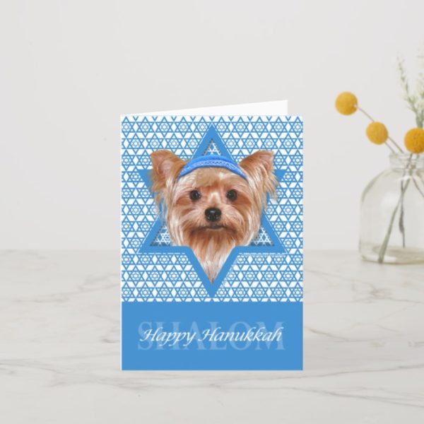Hanukkah Star of David - Yorkshire Terrier Holiday Card