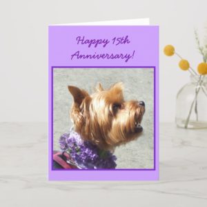 Happy 15th Anniversary Yorkshire Terrier card