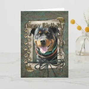 Happy Birthday - Stone Paws -Rottweiler SambaParTi Card