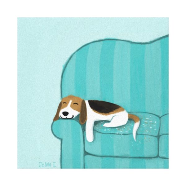 Happy Couch Beagle | Cute Dog Canvas Print