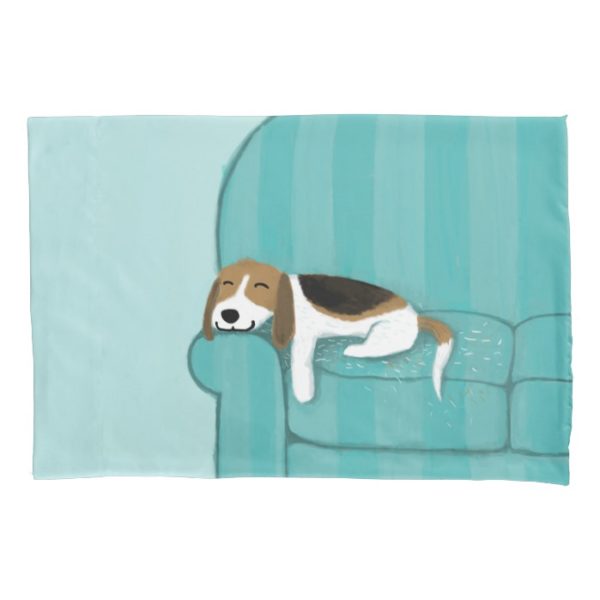 Happy Couch Beagle | Cute Dog Pillowcase