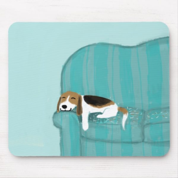 Happy Couch Dog - Cute Beagle Pet Art Illustration Mouse Pad
