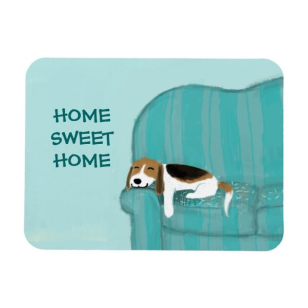 Happy Couch Dog - Home Sweet Home Cute Beagle Magnet