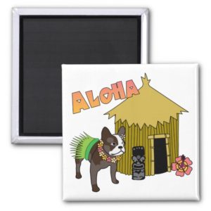 Hawaii French Bulldog Tiki Hula Magnets