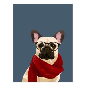 Hipster French Bulldog Postcards for Dog Lovers