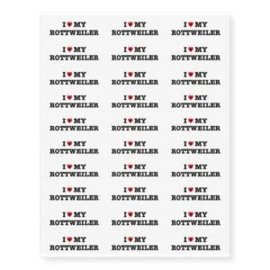 I Heart My Rottweiler Temporary Tattoos