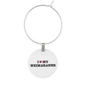 I Heart My Weimaraner Wine Charm