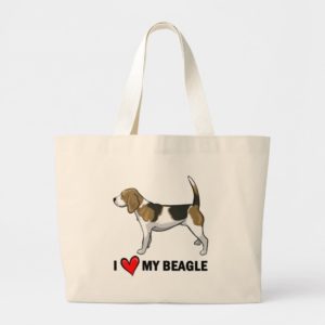 I Love My Beagle Large Tote Bag