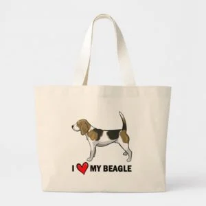 I Love My Beagle Large Tote Bag