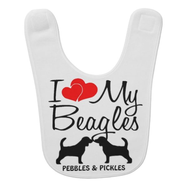 I Love My Two Beagles Baby Bib