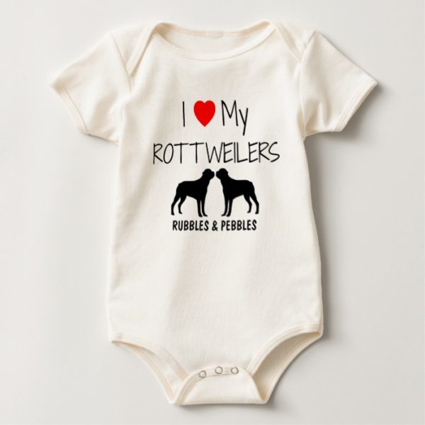 I Love My Two Rottweilers Baby Bodysuit