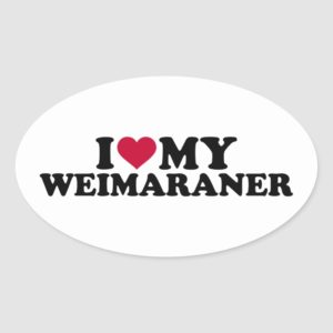 I love my Weimaraner Oval Sticker