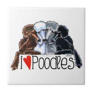 I Love Poodles Tile