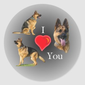 I Love You German Shepherd Classic Round Sticker