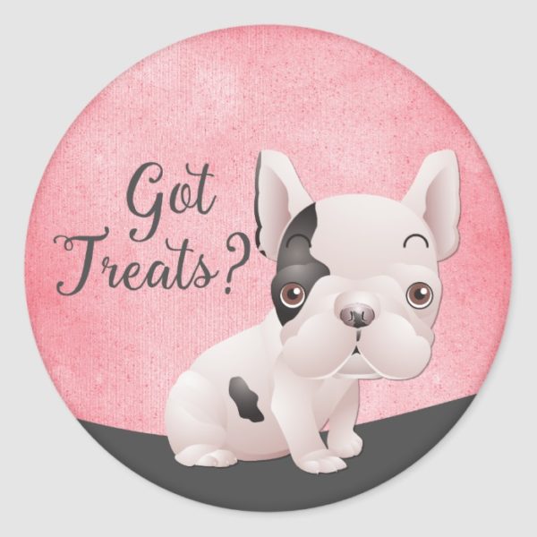 Illustrated French Bulldog Round Labels