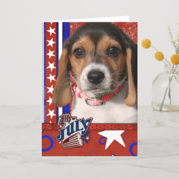 July 4th Firecracker - Beagle Puppy Card