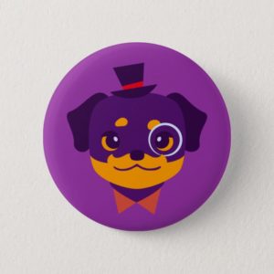 Kawaii Purple Rottweiler Puppy Button
