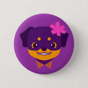 Kawaii Purple Rottweiler Puppy Button