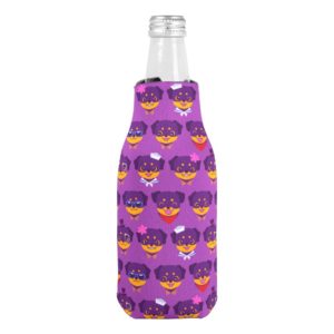 Kawaii Purple Rottweiler Puppy Pattern Bottle Cooler
