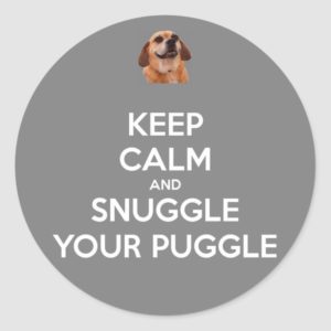 Keep Calm and Snuggle Your Puggle STICKER - Gray