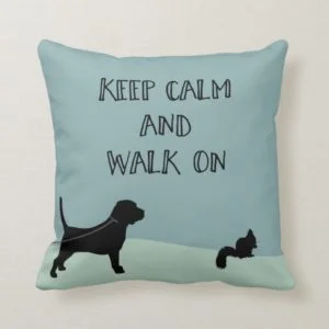 Keep Calm and Walk On Beagle Throw Pillow