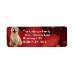 Label Return Address Golden Retriever & Flowers