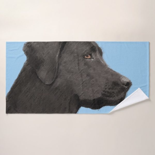 Labrador Retriever Black Painting Original Dog Art Bath Towel Set