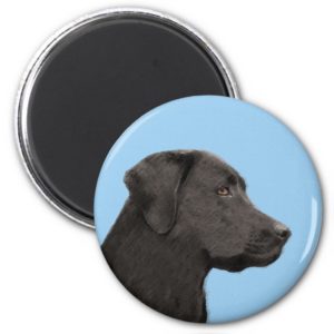 Labrador Retriever Black Painting Original Dog Art Magnet