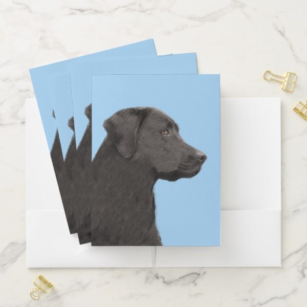 Labrador Retriever Black Painting Original Dog Art Pocket Folder