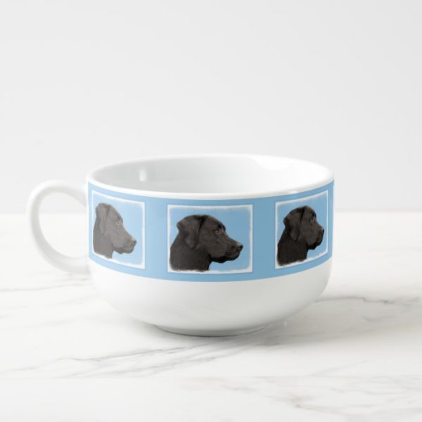 Labrador Retriever Black Painting Original Dog Art Soup Mug