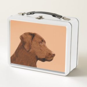 Labrador Retriever (Chocolate) Painting - Dog Art Metal Lunch Box