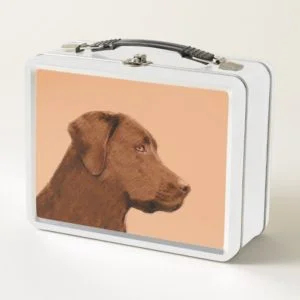 Labrador Retriever (Chocolate) Painting - Dog Art Metal Lunch Box
