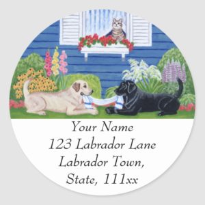 Labradors in the Garden Address Label