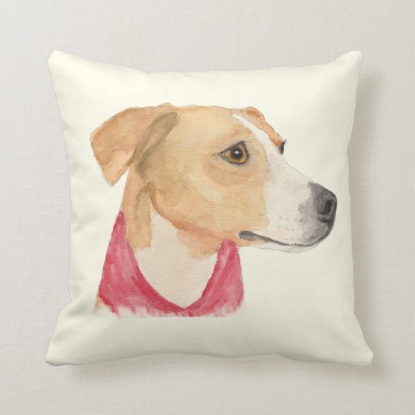 Louise Boxer Beagle Watercolor Throw Pillow