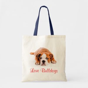 Love Bulldogs English Bulldog Puppy Dog Totebag Tote Bag