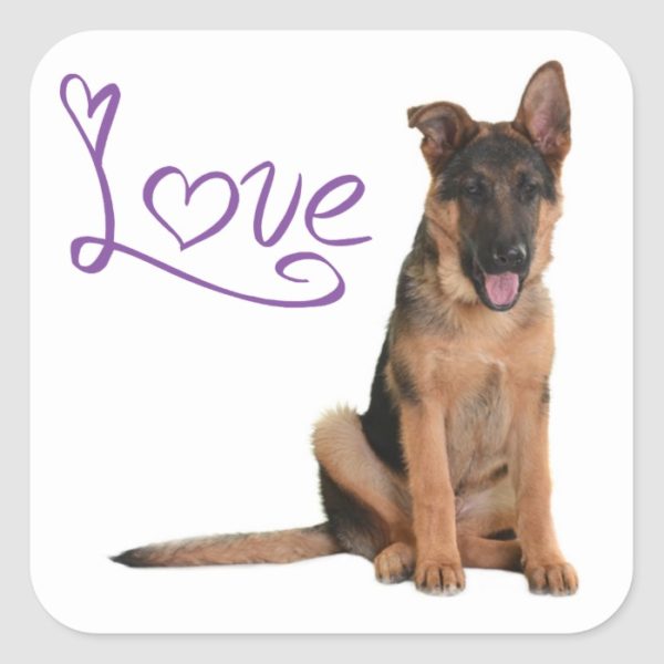 Love German Shepherd Puppy Dog Stickers