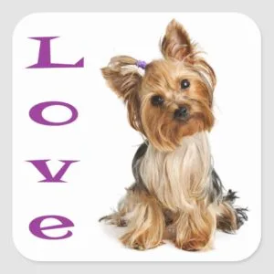 Love Yorkshire Terrier Puppy Dog Sticker / Seals