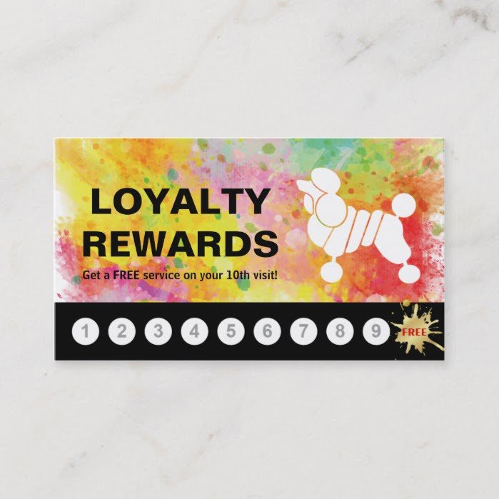 Loyalty Rewards Card Colorful Poodle Grooming