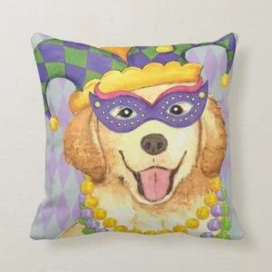 Mardi Gras Golden Throw Pillow