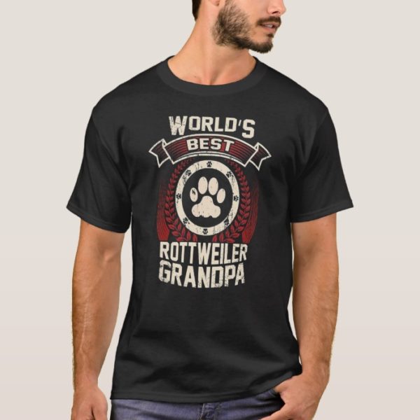 Mens World's Best Rottweiler Grandpa Graphic T-Shi T-Shirt