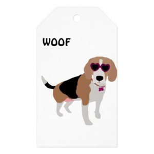 Modern tri-color beagle dog gift tags