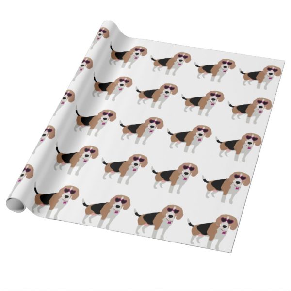 Modern tri-color beagle dog wrapping paper