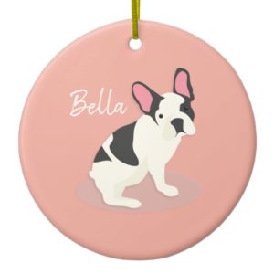 Monogram. Cute French Bulldog. Ceramic Ornament