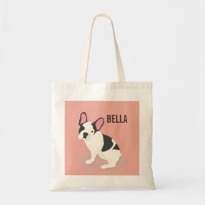 Monogram. Cute French Bulldog. Tote Bag