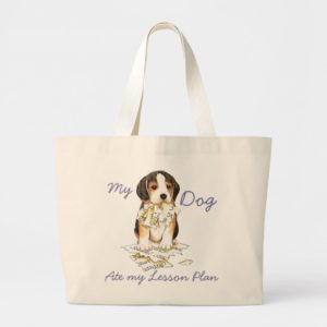 My Beagle Ate My Lesson Plan Large Tote Bag