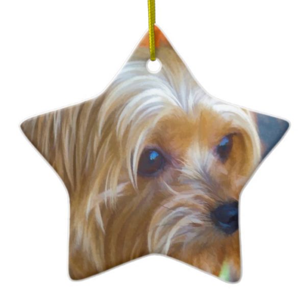 Painted Lady Yorkshire Terrier Ceramic Ornament
