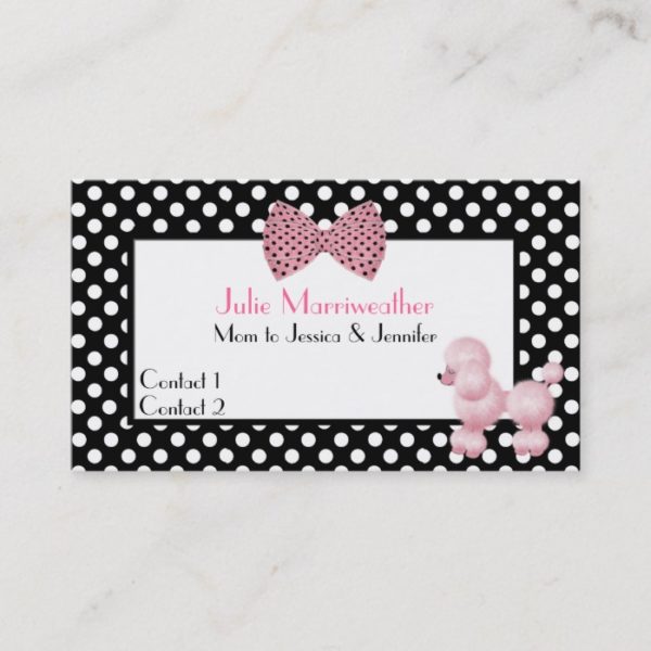 Paris High Fashion Pink Poodle Mommy Calling Card