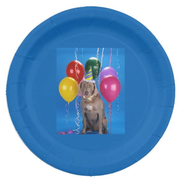 Party Weimaraner Dog Paper Plate