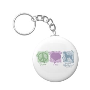 Pastel Peace, Love, and German Shorthaired Pointer Keychain